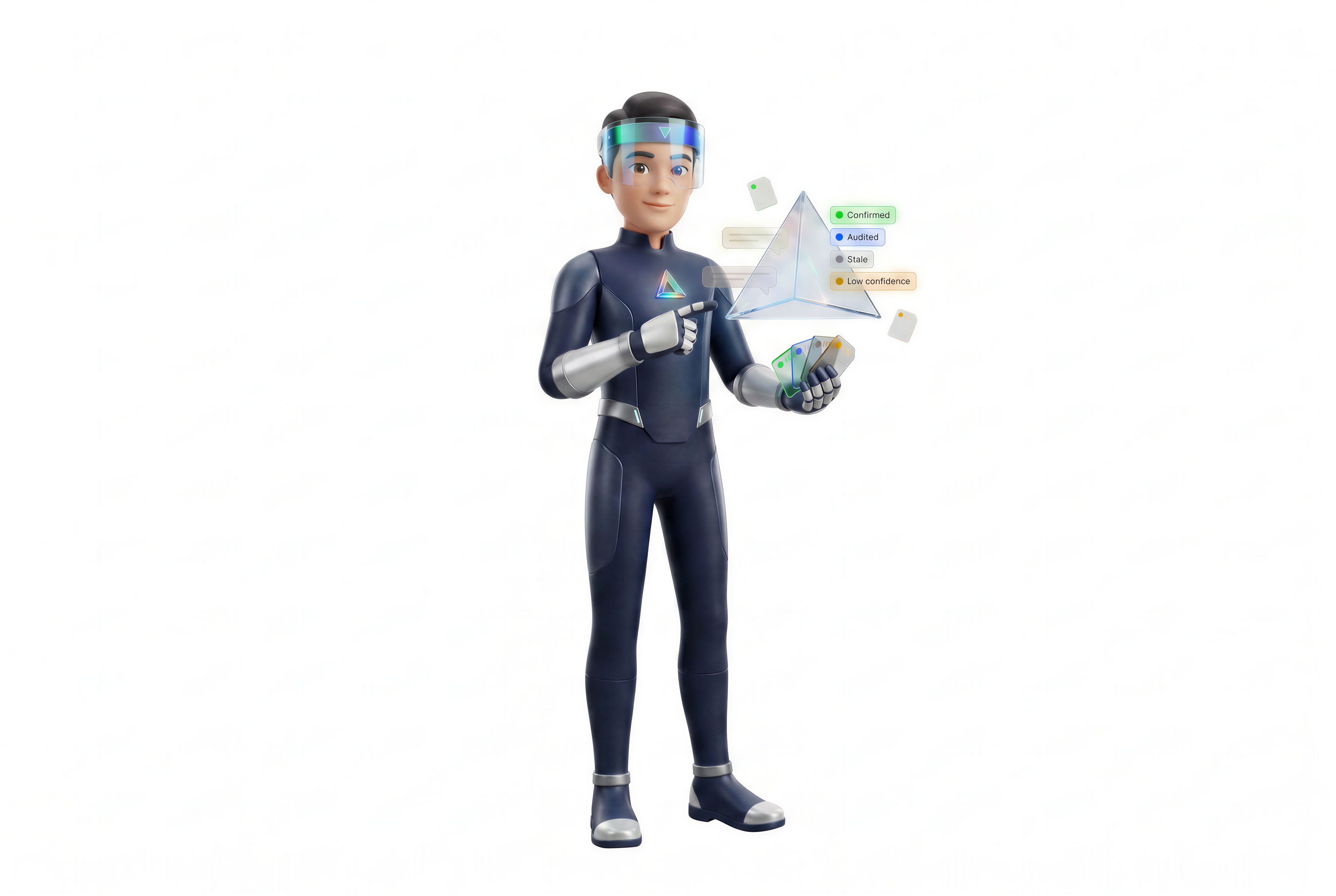 Prizm Keeper — AgentPrizm character organizing chat fragments into trusted memory cards